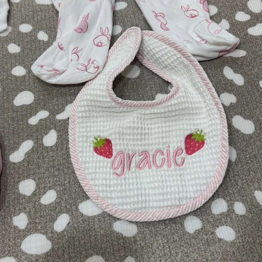 Gracie monogrammed bundle lot baby girl embroidered coverall bubble pima collar